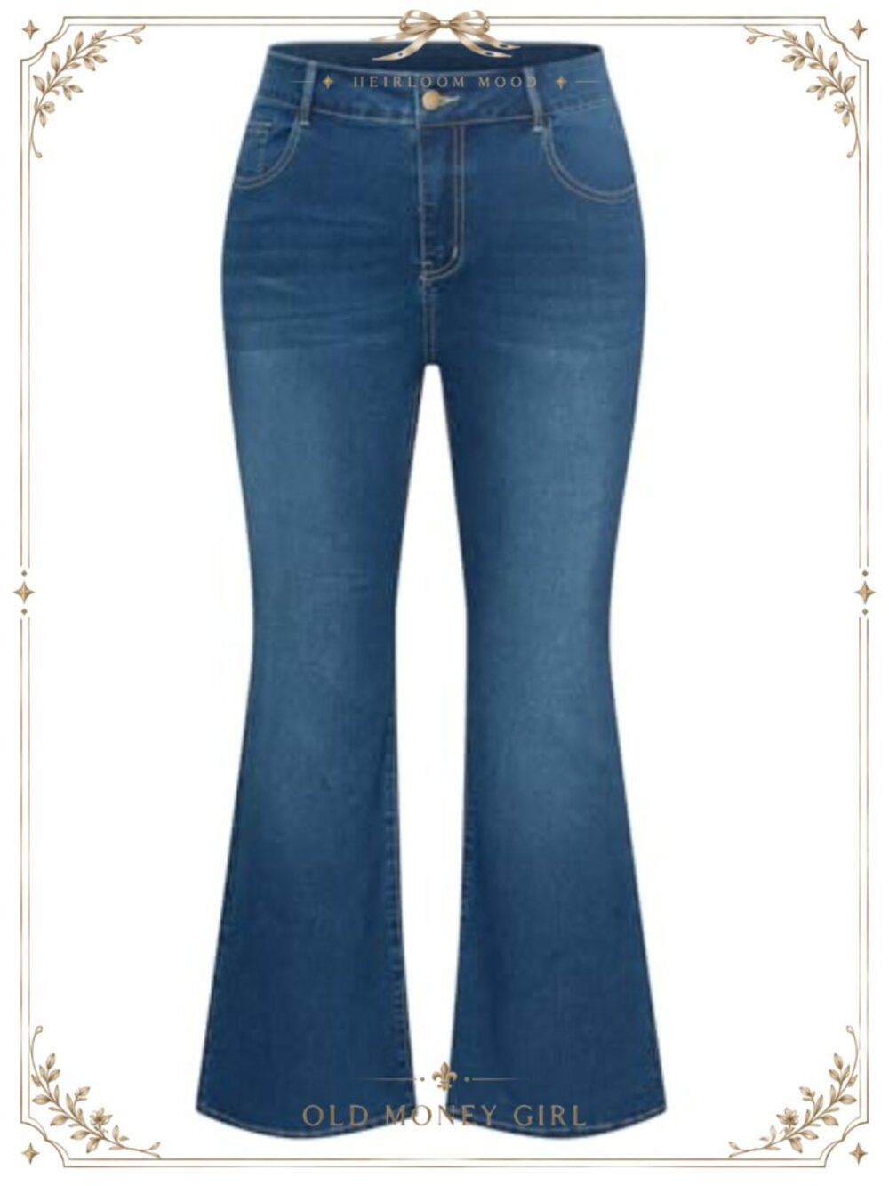 Plus Size High Waisted Flared Bell Bottom Stretchy Denim Jeans with Pockets